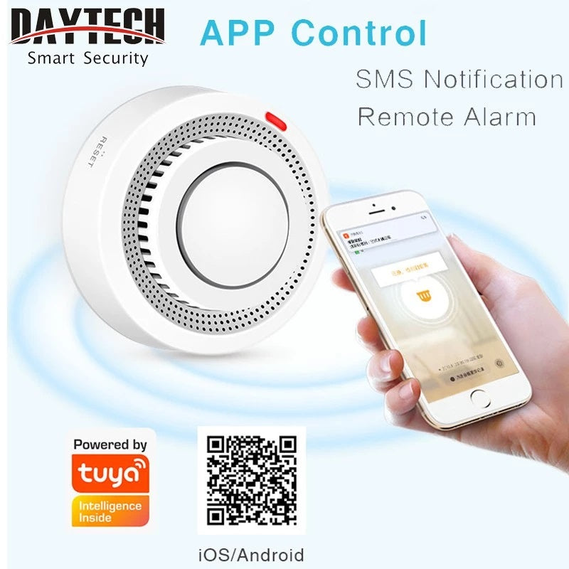 Daytech SM11 Wifi Smoke Detector Photoelectric Smoke Sensor Fire Alarm 80dB Tuya App for Home Mall