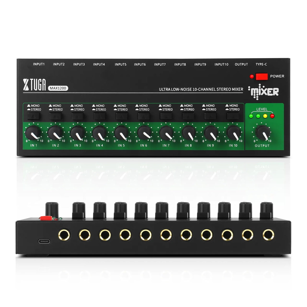 XTUGA MAX1200 10 Channel Mini Sound Mixer Audio Stereo Mixer Portable Ultra Low-Noise Line Mixer VMI