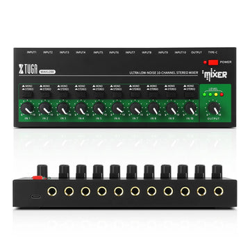 XTUGA MAX1200 10 Channel Mini Sound Mixer Audio Stereo Mixer Portable Ultra Low-Noise Line Mixer VMI