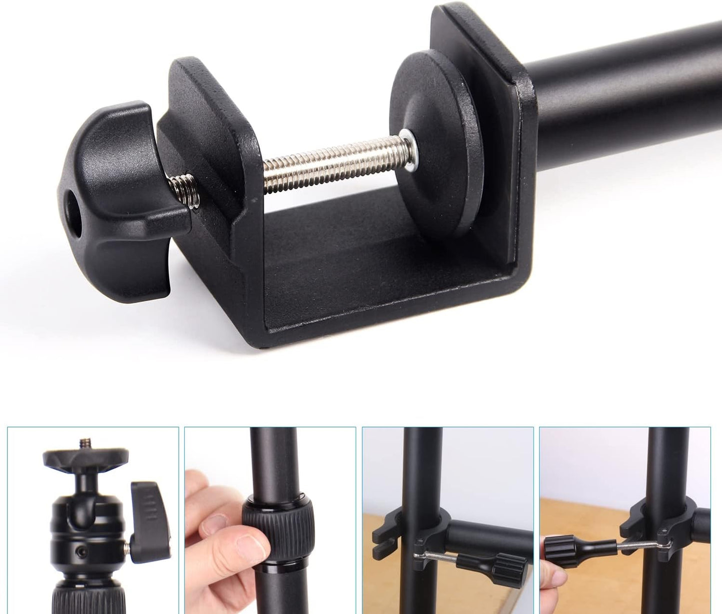 LS11 Removable Flexible Desk Stand with 3 Level Extensions up to 96cm for Vlogging Camera Mount Desk Stand With Auxiliary Holding Arm Tripods Monopod Accessories Tripod Flexible Adjustable for Vlogging Streaming Live Podcast VMI Direct