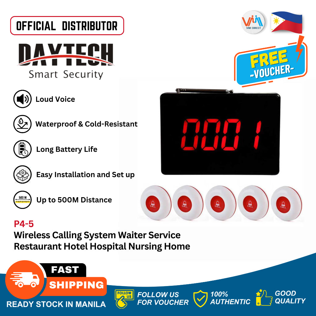 DAYTECH Wireless Call system Model E-P4 Waiter Call Bell Button Pager For Restaurant,Hospital