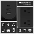 TESSAN TPS01AUS Surge Protector Power Tower Strip 6FT Ultra-thin Flat Plug Universal Compatibility Travel-friendly Surge Protection