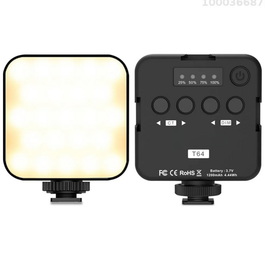 T64 VL49 Pocket Led Light Mini Video Lamp Photography Light Color Temperature CRI≥95 with 64pcs Beads 3 Cold Shoe Mounts Compact Easy to Carry for Live Streaming Home Studio Comercial Photography Vlog Photoshoot Videography