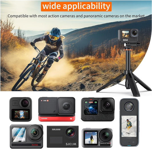 Multifunction MT41 2in1 Adjustable Mini Tripod with 4 Sections Extendable Function and Cold Shoe Mount Design Perfect for Livestream Vlogging and Video Shooting Handheld Small Camera Tripod for iPhone Android DSLR GoPro Webcam Compact iPhone VMI Direct