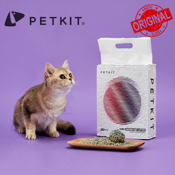 Petkit 5 In 1 Mixed Tofu Cat Litter Pet Toilet Flushable Low Dust Activated Carbon Ultra Absorbent and Fast Drying Tofu Cat Litter 7L 1Pack VMI Direct