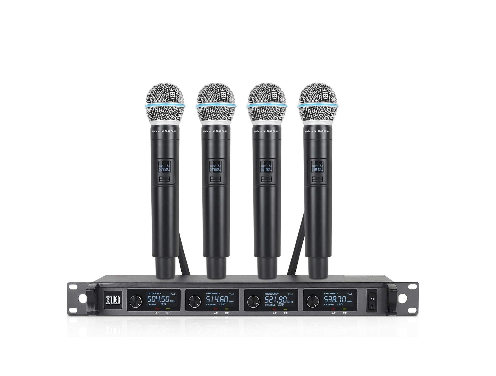 XTUGA A140 Professional Level UHF Microphone System with 4 Handheld Microphones