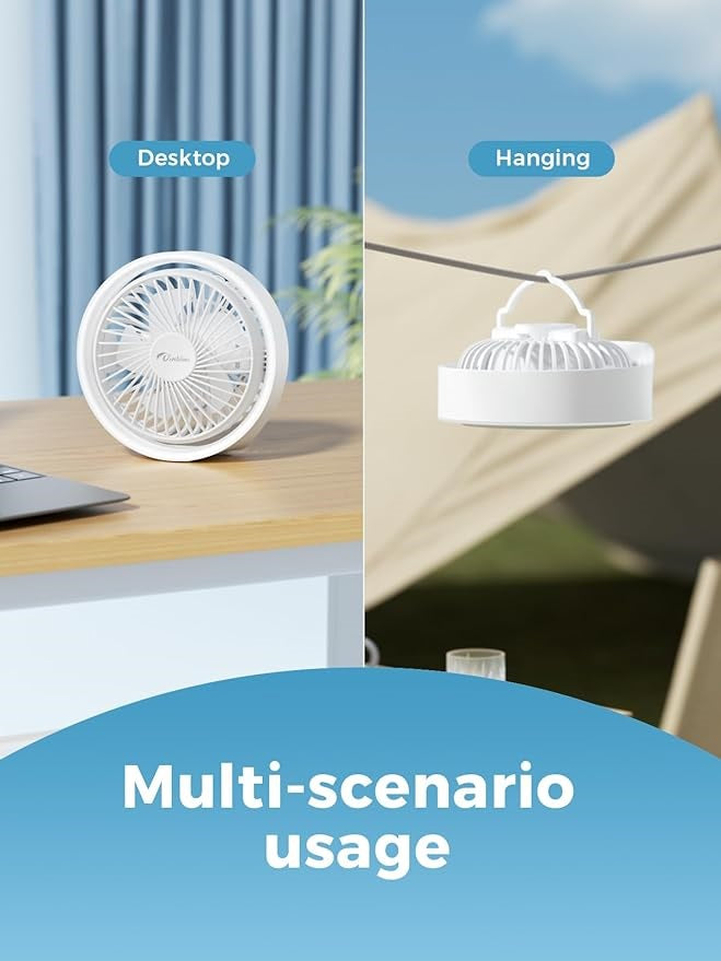 N601 USB Desk Fan with LED Light Battery Fan Quiet Portable Table Fan3 Speeds Ceiling Fan Mini Portable Personal Hand Fan 2000mAh Rechargeable Mobile Desktop Fan for Indoor Outdoor Travel Room Student School Office Work Valentines Gift VMI Direct