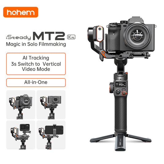Hohem iSteady MT2 Kit 3 Axis Gimbal for Mirrorless Camera Action Camre Smartphone, Stabilizer Load 1.2kg VMI Direct