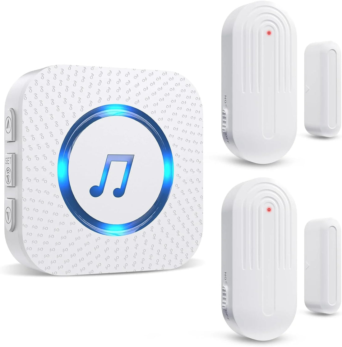 2 in 1 Door and Window sensor Alarm with white wireless sensor and sound alert device