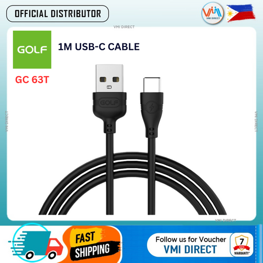 Original GOLF GC-63T 1 Meter Type C Usb Data Cable Fast Charger Wineglass Style USB-C For Smartphone Tablet Samsung Huawei iPhone15 Xiaomi Infinix Vivo Oppo Sony Asus ZTE LG GoPro Etc. - VMI Direct