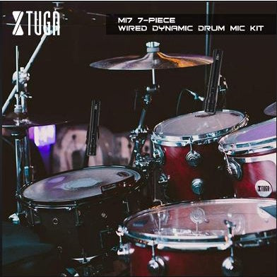 XTUGA New MI7 7Pcs Dynamic Drum Mic Kit Whole Metal Kick Bass Tom/Snare &amp; Cymbals Microphon