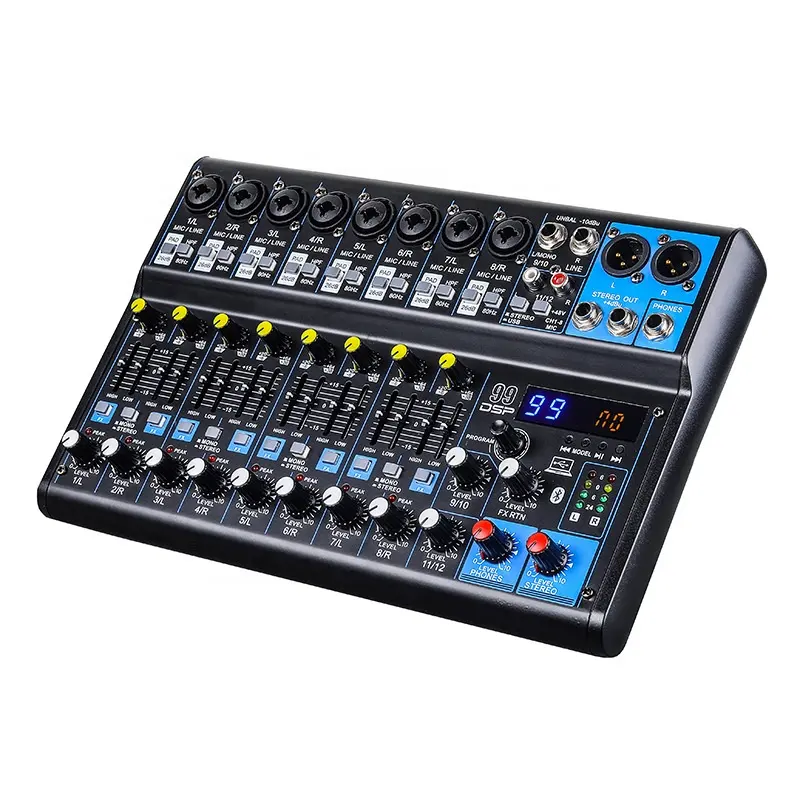 XTUGA MGA12 Series 99DSP12 Channel 48v Power Supply USB Audio Mixer DJ mixer Mini Audio Mixer Sound mixer 12channel audio mixer Bluetooth USB audio mixer Bluetooth
