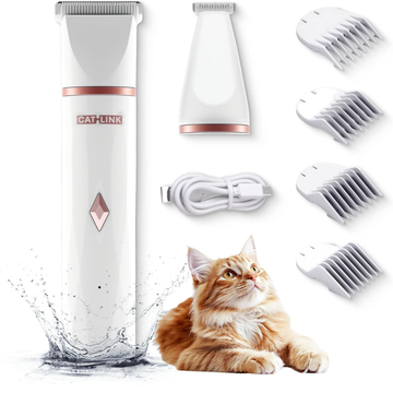 CATLINK Pet Trimmer Waterproof Cat Clippers Grooming Kit for Dogs and Cats