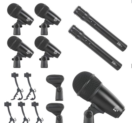 XTUGA New MI7 7Pcs Dynamic Drum Mic Kit Whole Metal Kick Bass Tom/Snare &amp; Cymbals Microphon