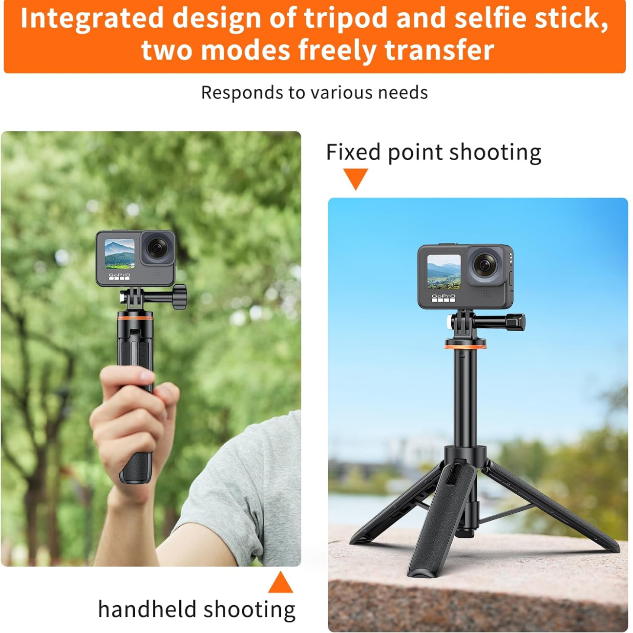 Multifunction MT41 2in1 Adjustable Mini Tripod with 4 Sections Extendable Function and Cold Shoe Mount Design Perfect for Livestream Vlogging and Video Shooting Handheld Small Camera Tripod for iPhone Android DSLR GoPro Webcam Compact iPhone VMI Direct