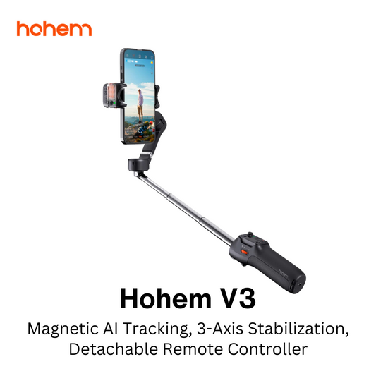 Hohem iSteady V3 Foldable Smartphone Gimbal Stabilizer Handheld Remote Control with Front/Rear Al Camera Locked 3 Color Temperature Filters Fit for Daily Vlogger Outdoor Travel Live Streaming Self Filming