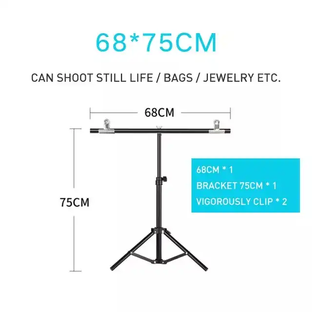 T-Shape 68x75cm 150x200cm 200x200cm Photography Background Stand Photo Studio Equipment  Accessory Photography Adjustable Metal 75CM Adjustable Portable Stand Back Drop Support for Skin Care Jewelry Make up Instruments Gadget Appliances - VMI Direct