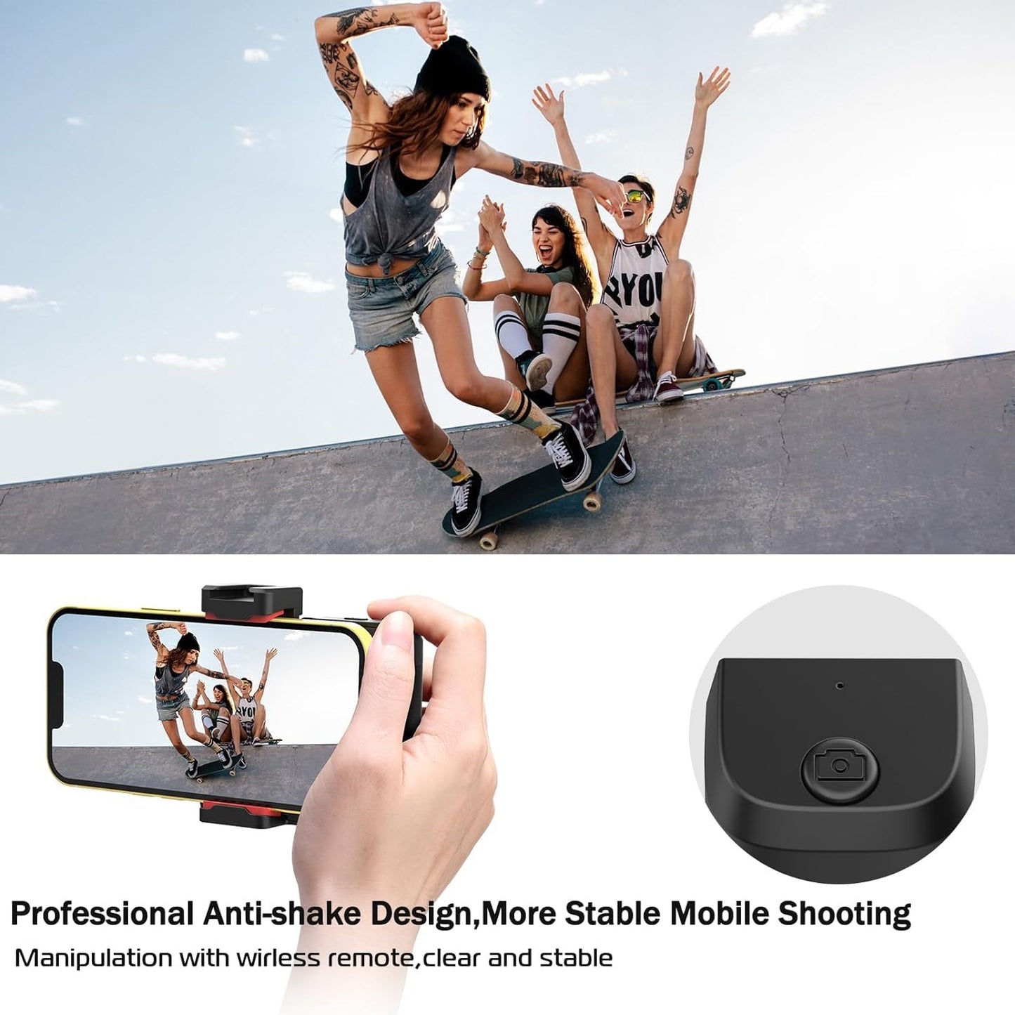 CG02 Ungraded Smartphone Camera Shutter Handle Grip with Detachable Wireless Bluetooth Remote Control