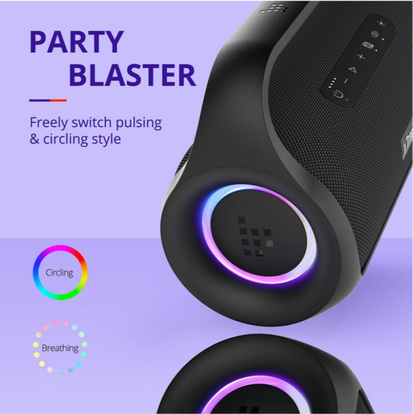 Tronsmart Bang Mini Bluetooth Portable Party Speaker Exceptional Stereo Sound SoundPulse® Audio Beat-driven Light Show IPX6 Waterproof 50W 15 Hours of Playtime Stereo Pairing Built-in Powerbank Beat Oriented Light Show True Wireless Stereo - VMI Direct