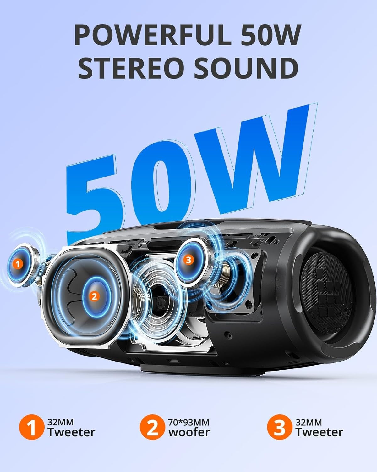 Tronsmart Mirtune S100 Speaker 50W Bluetooth Speaker Waterproof APP Support Punchy Bass for Outdoor