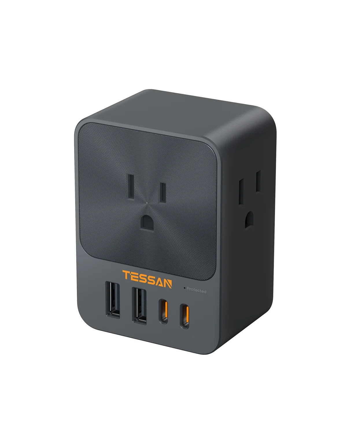 TESSAN FW01US00 Wall Outlet Extender with 3AC 2USB A 2 USB C Surge Protector Multi Plug Fast Charging Wide Spaced Multiple Plug Extension VMI Direct