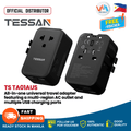 TESSAN TA01AUS Universal Travel Adapter Plug Charger with 4 USB Ports, Worldwide International Power Converter for EU/UK/AU/US Outlets – Compact Portable Design – Black