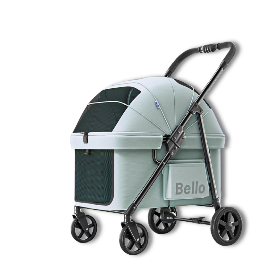Bello LD02M Extra Large Space Pet Stroller Foldable Dog Cat Carrier Heavy Duty 60lbs Family Outdoor Travel Push Cart