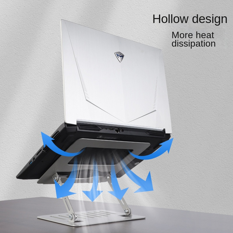 A303 Portable Aluminum Alloy+Stainless Steel+Silicon Adjustable Laptop Stand Silver Anti-Skid Ergonomic Multi-Level Design Foldable Heat Dissipation Laptop Stand Tablet Holder for 10-17 inches Devices, Laptop Macbook,iPad,Tablet,Smartphone,Book Etc.-VMI