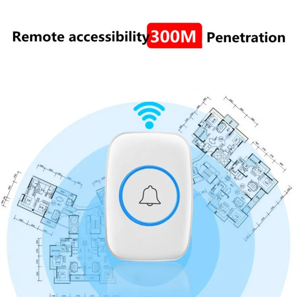 DAYTECH DB34 Wireless Doorbell Waterproof 300m in Open Area Distance Adjustable Volume Self-Powered