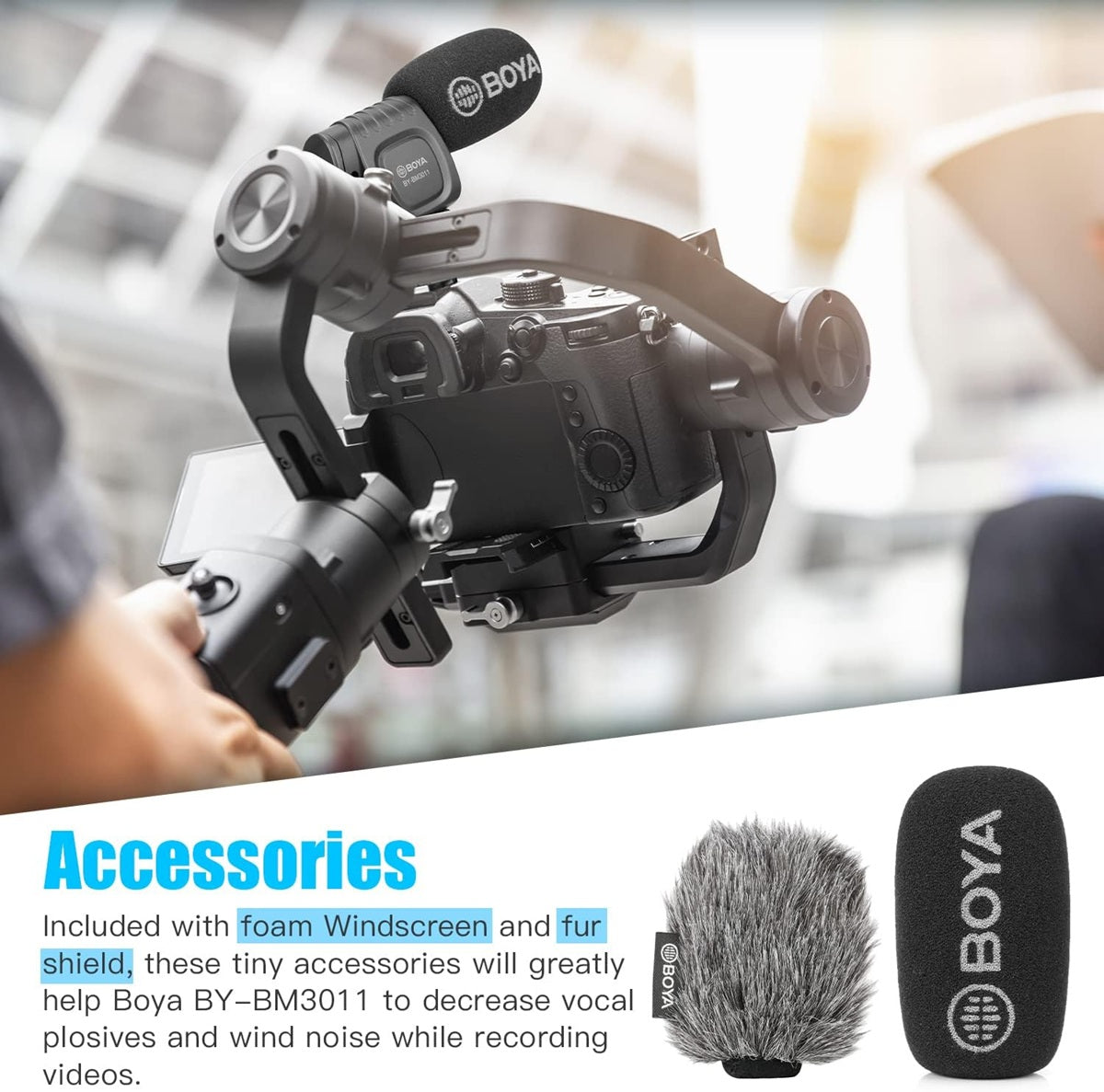 Boya BM3011 Compact Directional Condenser Shotgun Microphone for Smartphones Cameras Camcorders Audio Recorders Laptops Desktops