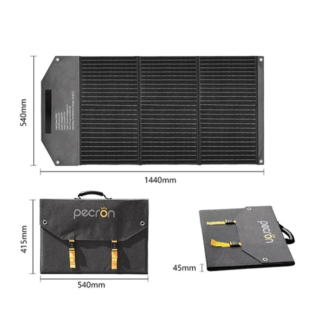 PECRON PV100 100W Portable Solar Panel Waterproof IP67 Splash Prevention for E300LFP/E500LFP/E600LFP/E1500LFP RV Outdoor Travel Camping - VMI Direct