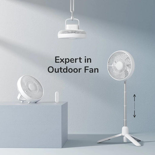 JISULIFE FA37 Multi-functional Ceiling fan Outdoor Indoor Ceiling Fan Camping USB Ultra-Long Battery Life Portable Desktop Charging Vertical Camp Tent Ceiling Fan Lamp Dormitory Bed Wall Fan Remote Control Extendable with light 180degree adjustable fan