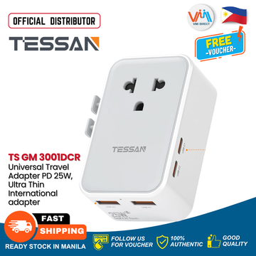 TESSAN GM-3001DCR-GR 25W Ultra-Thin Universal Travel Adapter