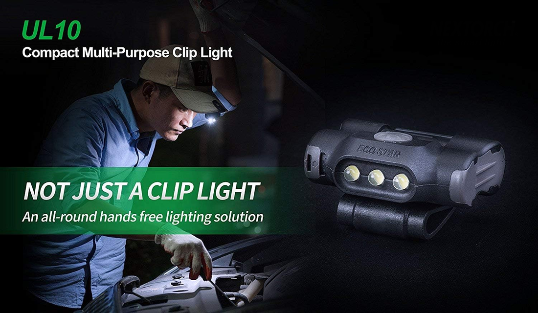 NEXTORCH UL10 LED Clip Lamp with 3 Levels White Light for Caps, Molle, Backpacks, Paddle, Belt VMI Direct