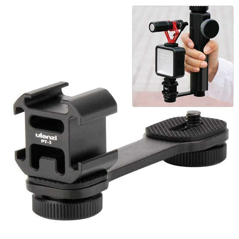 Ulanzi PT-3 Triple Cold Shoe Mount for Smartphone Gimbals Vlogging or Videography with 3 cold shoe mounts Extension Bracket