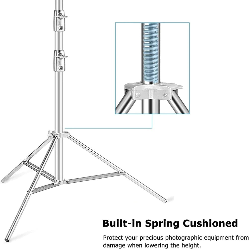 2.8m Photography Light Stand Stainless Steel With Air Cushion Aluminum Camera Adjustable Light Stand