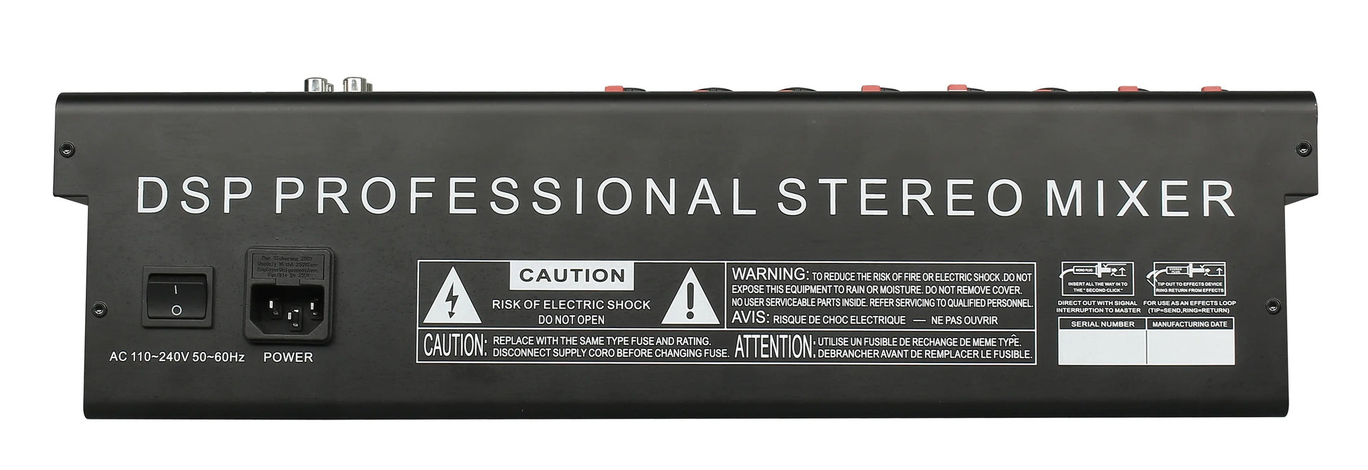 DSP Professional Stereo Mixer with 48V phantom power mixer for recording