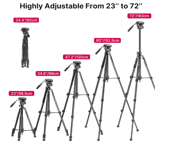 VT-02 Multifunctional Universal Tripod/Monopod Professional Overhead Tripod with Fluid Head Lightweight Aluminum 360 Panoromic and Vertical  Shots Different Angles for Photography and Videography DSLR Camcorder Smartphones