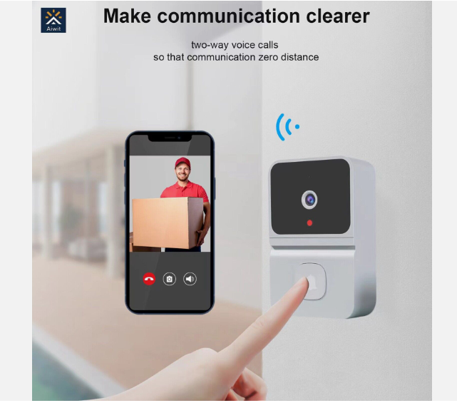 DAYTECH DB33 Wireless Smart Video Doorbell Camera Bell with Wifi Intercom Intelligent Wifi Doorbell Live Call Alarm Security Change Voice Smart Home Hotels Backyard Home Front Door Office Shop Outdoor