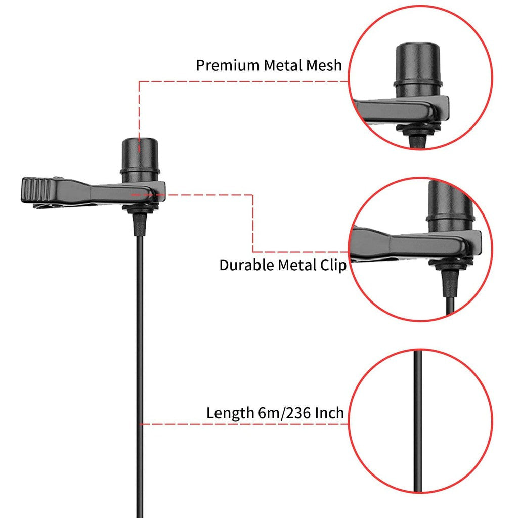 BOYA BY-M1 Pro M1 Pro Omnidirectional Lavalier Microphone Clip-on Lapel Mic for Smartphones and DSLR