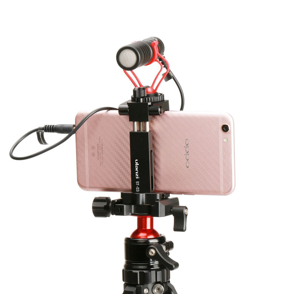 Ulanzi ST-03 Folding Metal Phone Tripod Mount Clamp Holder with Cold Shoe Mount for Microphone Light