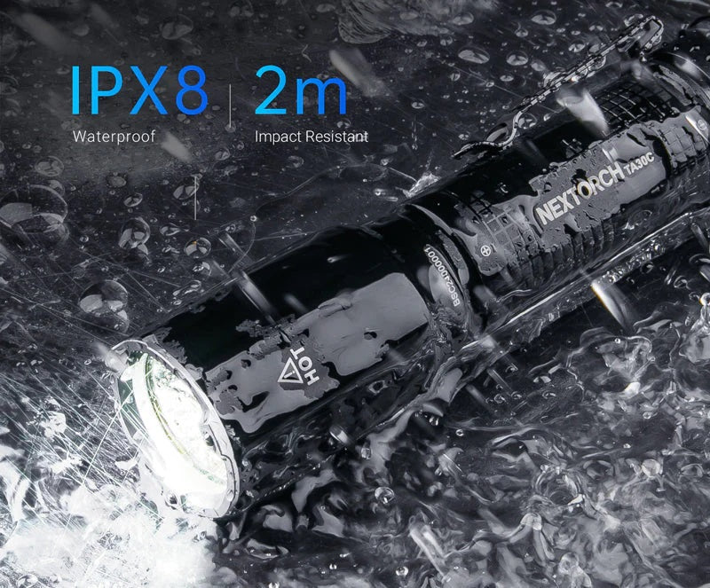 NEXTORCH TA30C Max Series LED Tactical Flashlight Waterproof IPX8 Type C Rechargeable Outdoor Camping Hiking Underwater Torch Lamp Bright Long Range Light 2100 Lumens 5 Dimming Zoomable Flashlight Outdoor Searchlight Navy Military Light Emergency Light