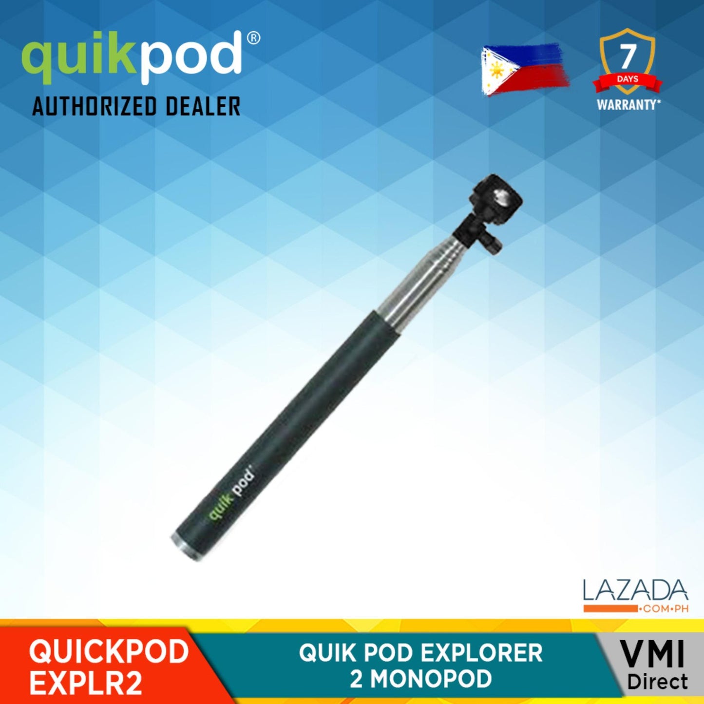 QuikPod Explorer 2 Extendable Handheld Selfie Stick Monopod Cell Phones Tripod Portrait