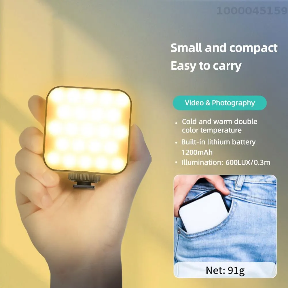 T64 VL49 Pocket Led Light Mini Video Lamp Photography Light Color Temperature CRI≥95 with 64pcs Beads 3 Cold Shoe Mounts Compact Easy to Carry for Live Streaming Home Studio Comercial Photography Vlog Photoshoot Videography