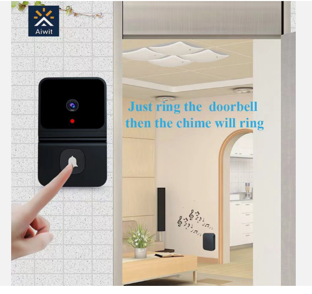 DAYTECH DB33 Wireless Smart Video Doorbell Camera Bell with Wifi Intercom Intelligent Wifi Doorbell Live Call Alarm Security Change Voice Smart Home Hotels Backyard Home Front Door Office Shop Outdoor