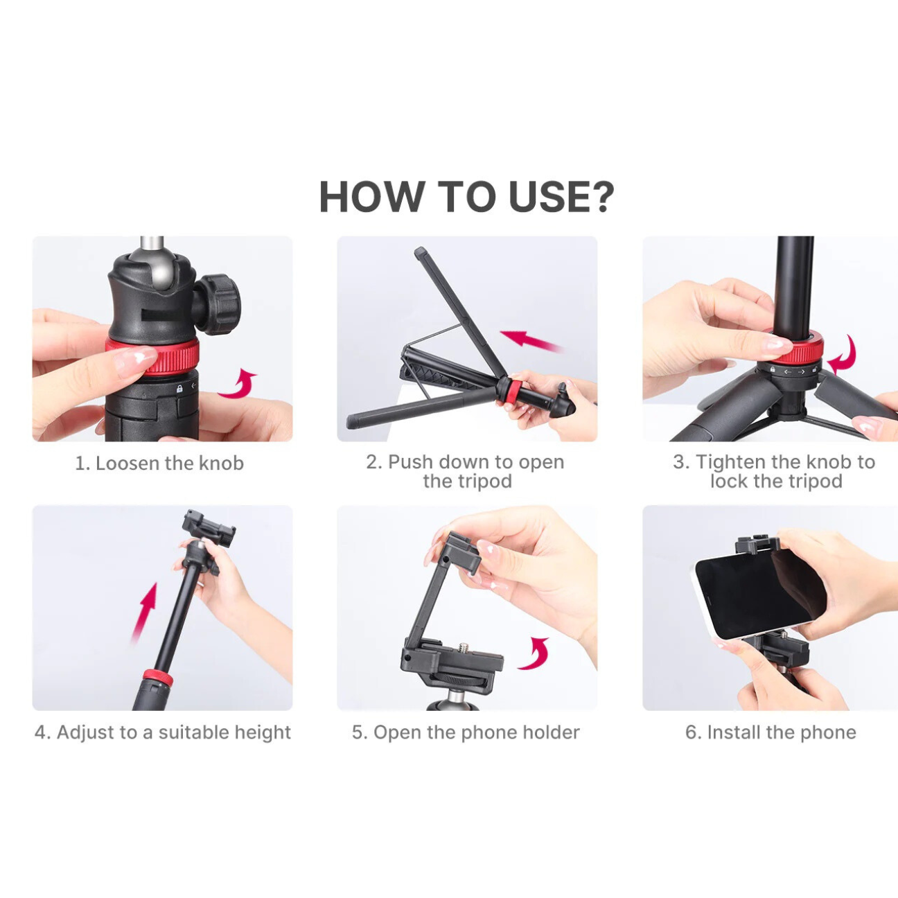 MT-44 Extendable Phone Tripod 59" Selfie Stick Phone Vlog Tripod Stand with 2 in 1 Phone Clip 360 Degrees Portable Telescopic Ball Head Camera Tripod Monopod for Phone Sony Canon GoPro Lightweight for Outdoor Travel Live Streaming Podcast - VMI Direct