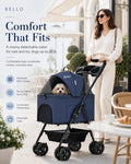 Bello SP02F2K 2in1 Detachable Lightweight Foldable Portable Pet Stroller Dog Cat Cart for Travel VMI