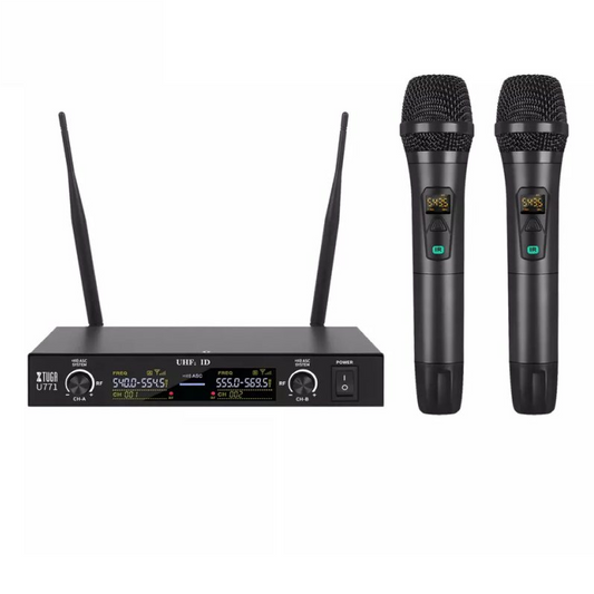 Xtuga U771 Quality Mic 2 Channels Handheld Wireless Microphone For Teaching, 50 - 80m Reciever