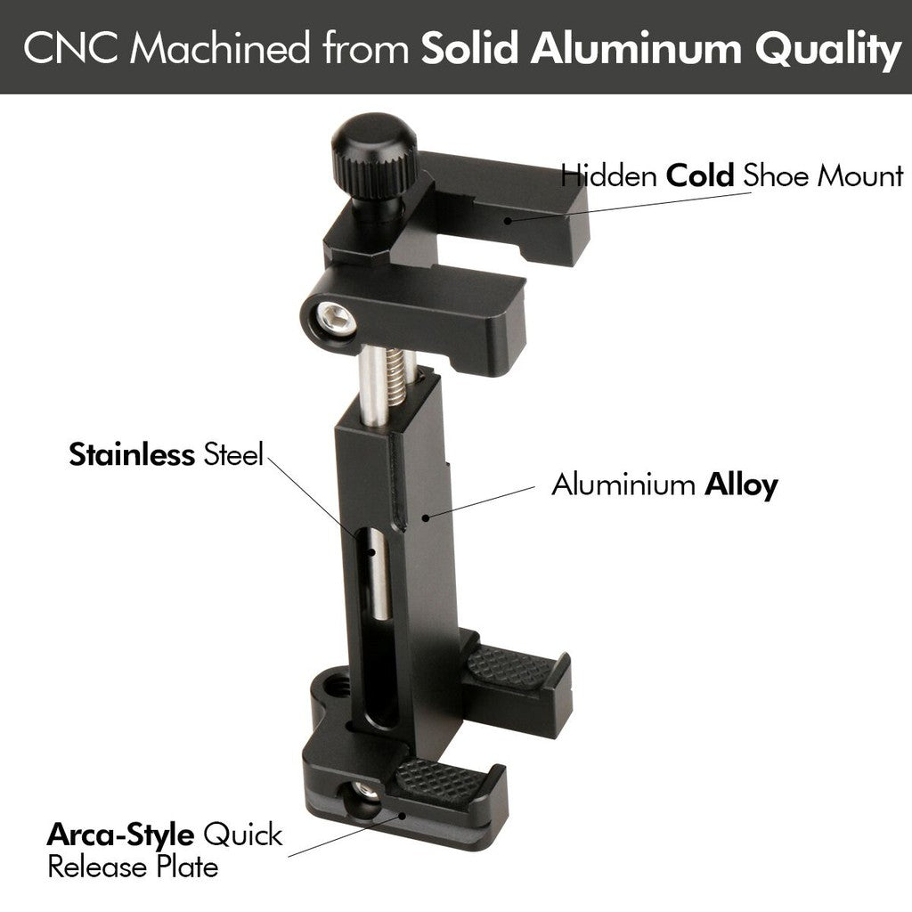 Ulanzi ST-03 Folding Metal Phone Tripod Mount Clamp Holder with Cold Shoe Mount for Microphone Light