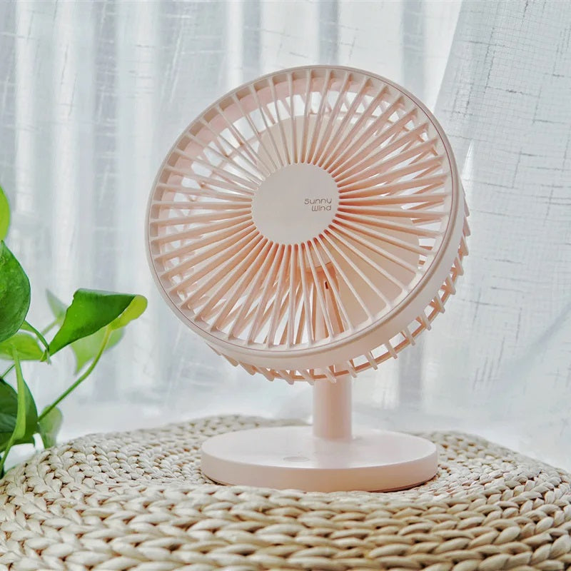 202 USB Charging Home Office Rechargeable USB Desktop Fan Built in Battery Three Speed 2000mAh Three Speed Mini Quiet Portable Rotation Oscillating Desk Table Fan